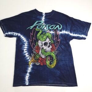 Poison Bret Michaels 80's Glam Rock Band Tie Dye Skull Snake T-Shirt‎ Men's Sz L